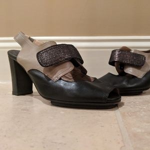 💗Anyi Lu Genuine Italian Leather Peep Toe Heels